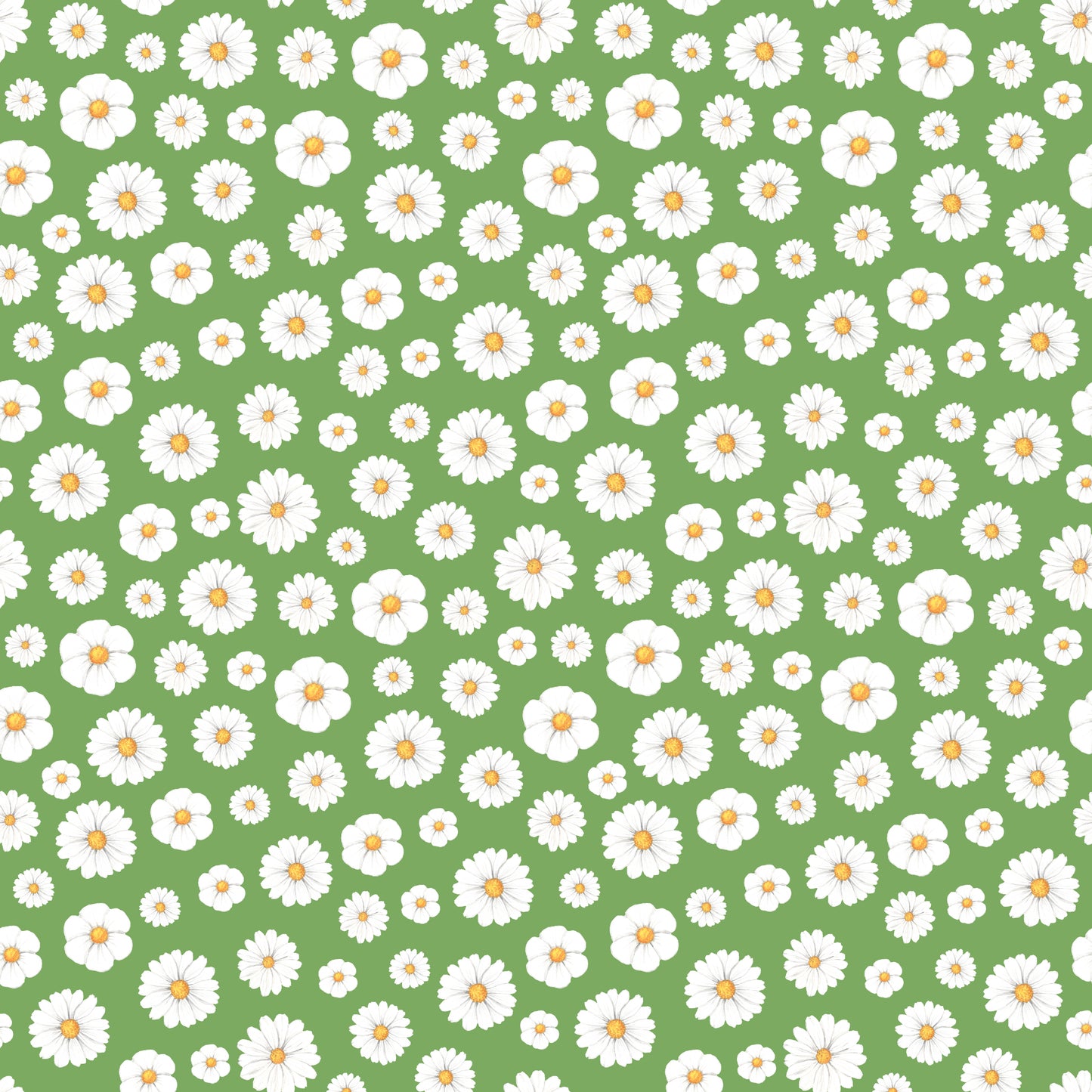 White & Green Daisies 12x12 Patterned Vinyl Sheet