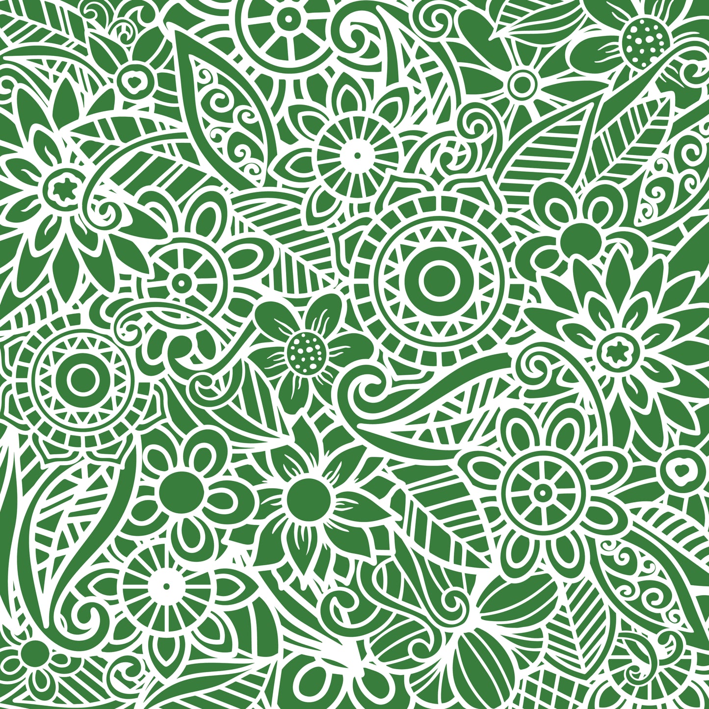 Green Floral Mandala 12x12 Patterned Vinyl Sheet