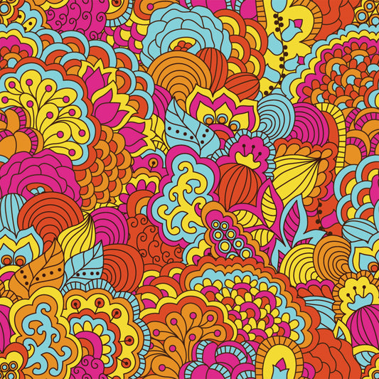 Groovy Abstract Florals 12x12 Patterned Vinyl Sheet