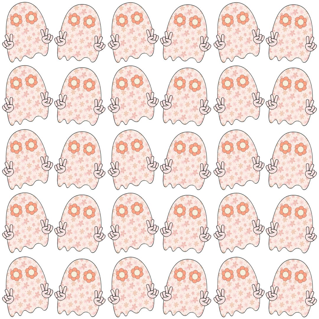 Groovy Floral Ghosts 12x12 Patterned Vinyl Sheet