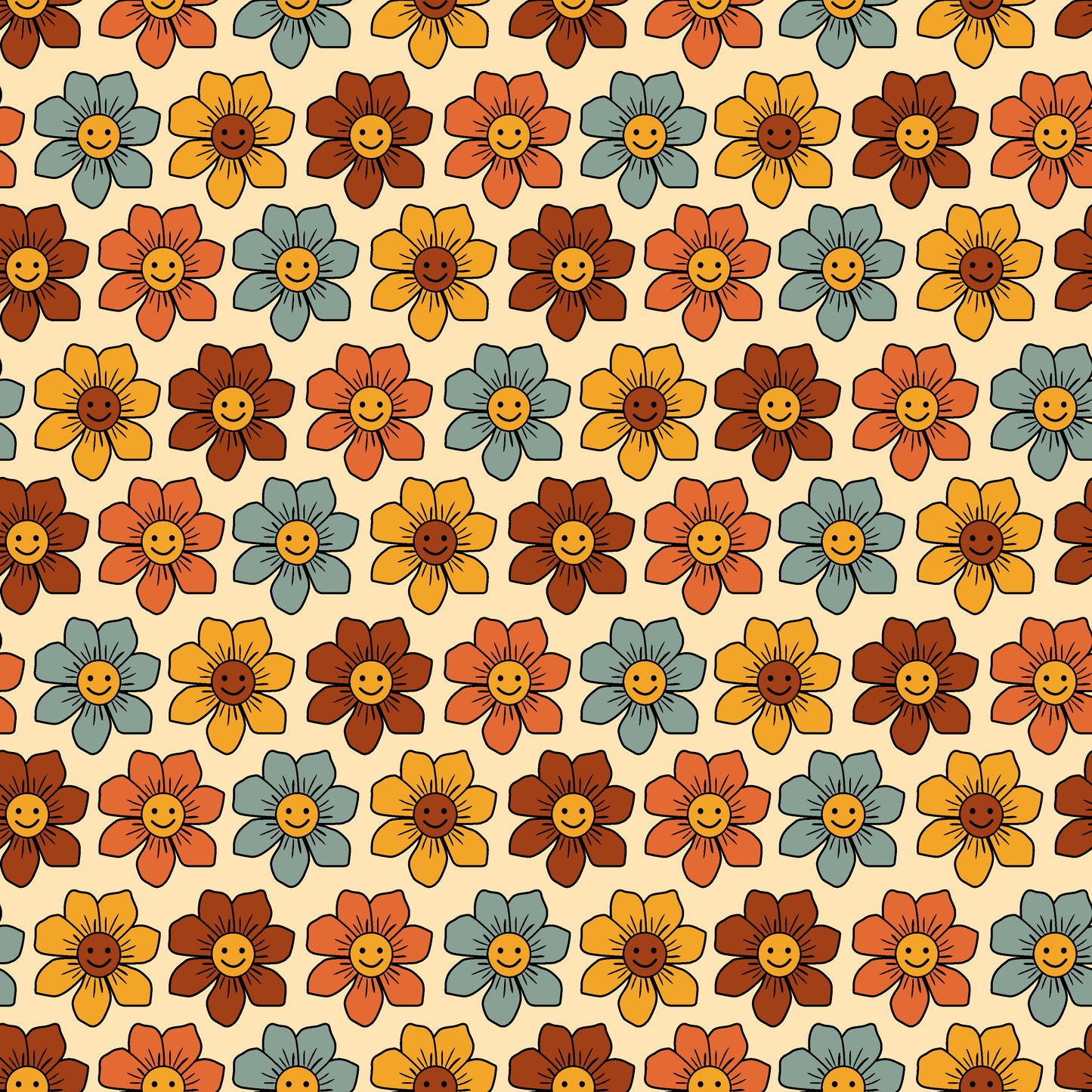 Happy Boho Flowers 12x12 Patterned Vinyl Sheet