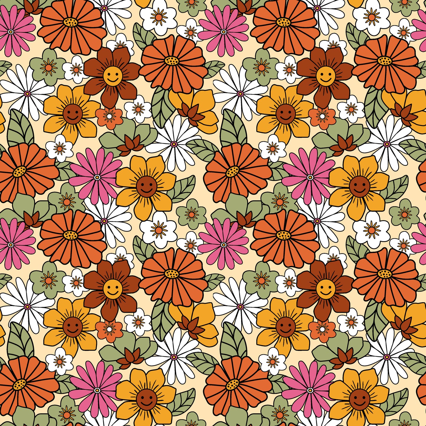 Happy Field of Flowers 12x12 Patterned Vinyl Sheet