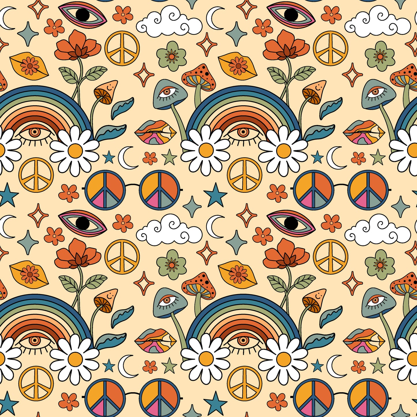 Happy Hippie 12x12 Patterned Vinyl Sheet