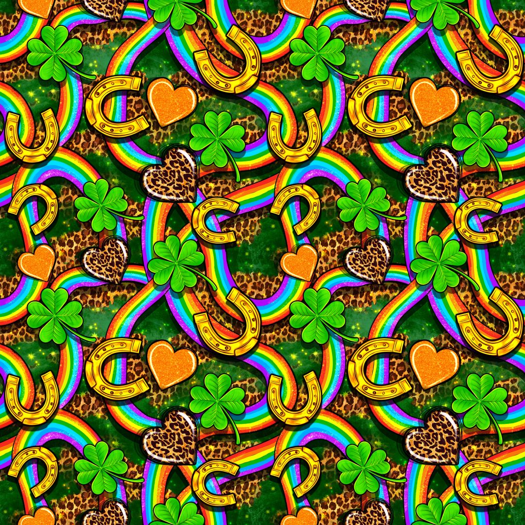 Hearts, Horseshoes, Clovers & Rainbows 12x12 Patterned Vinyl Sheet
