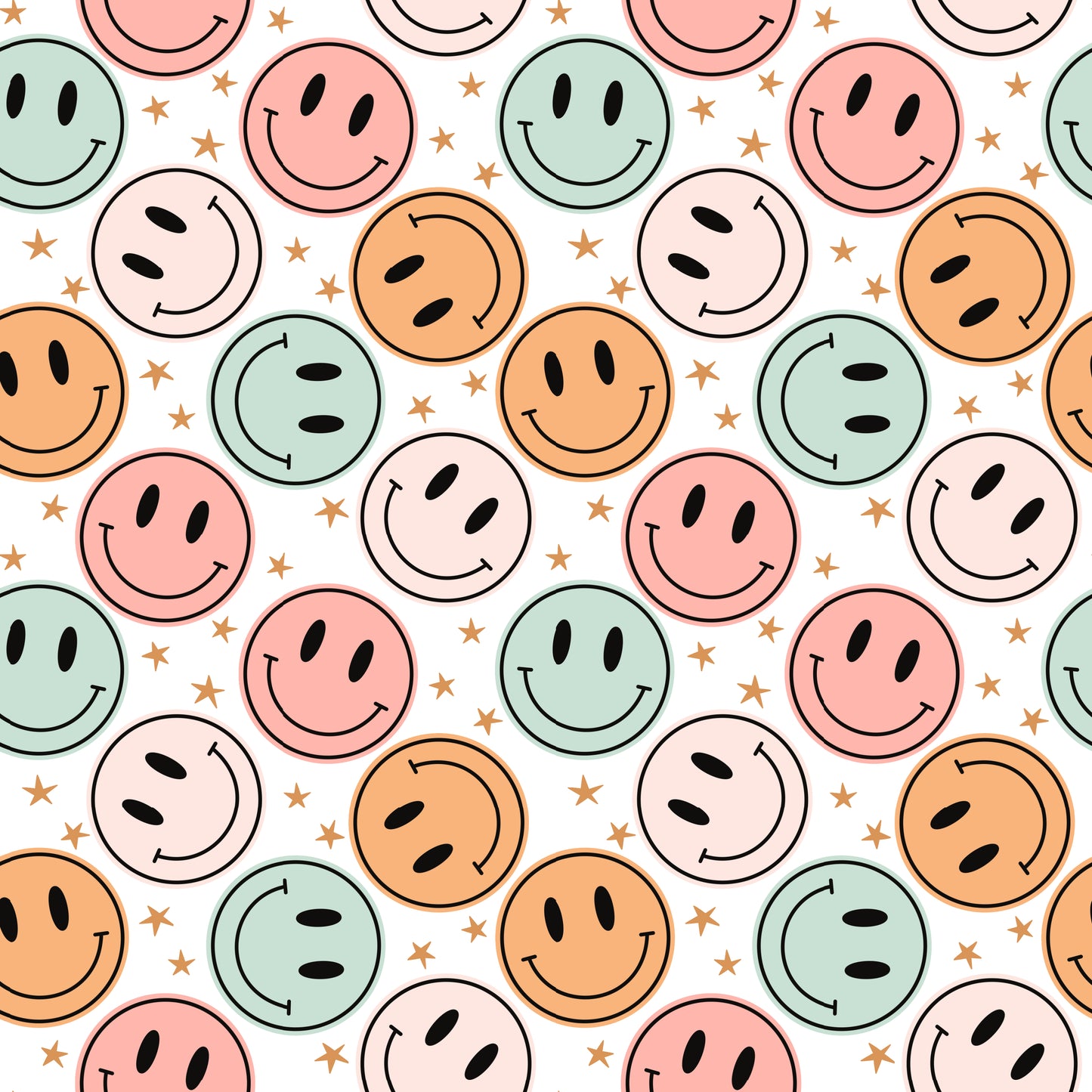 Hippie Happy Faces 12x12 Patterned Vinyl Sheet