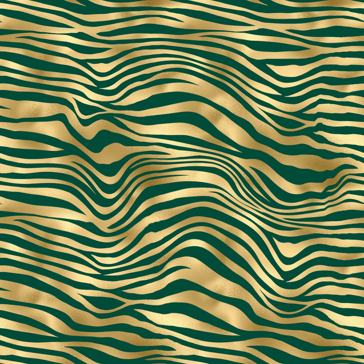 Emerald & Gold Zebra Stripes Patterned Vinyl Sheet