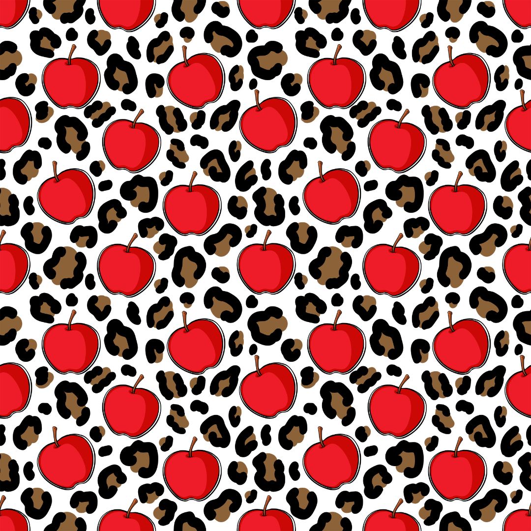 Leopard Print Apples 12x12 Patterned Vinyl Sheet