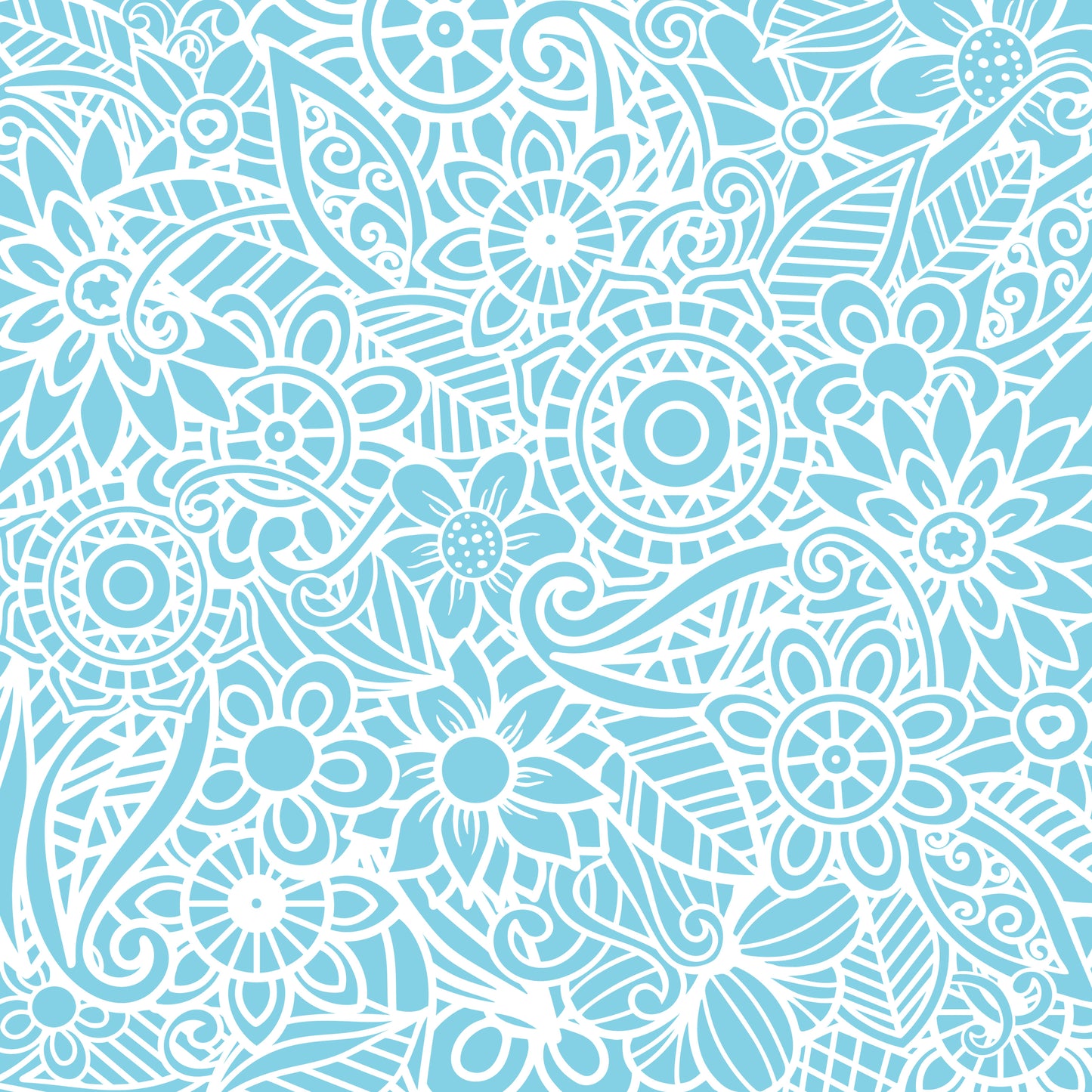 Light Blue Floral Mandala 12x12 Patterned Vinyl Sheet