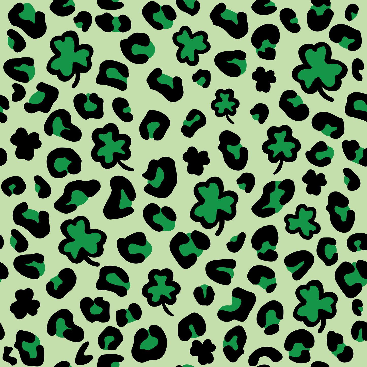 Light Green Leopard Print Shamrocks 12x12 Patterned Vinyl Sheet