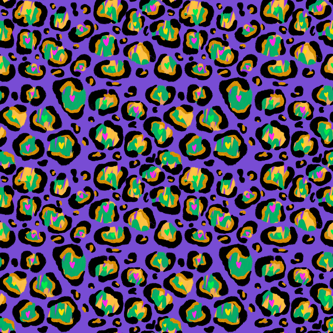 Mardi Gras Leopard Print 12x12 Patterned Vinyl Sheet