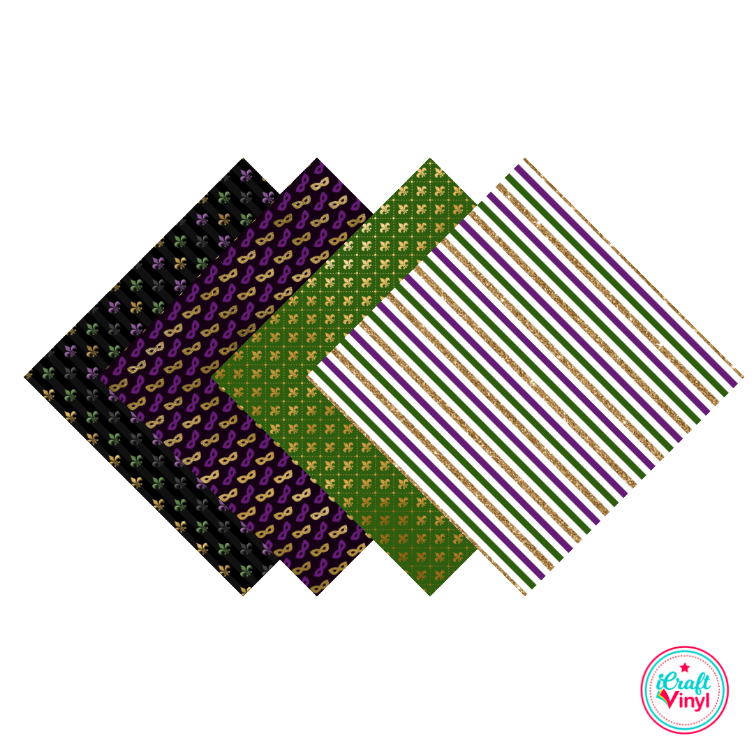 Mardi Gras Patterned HTV Pack