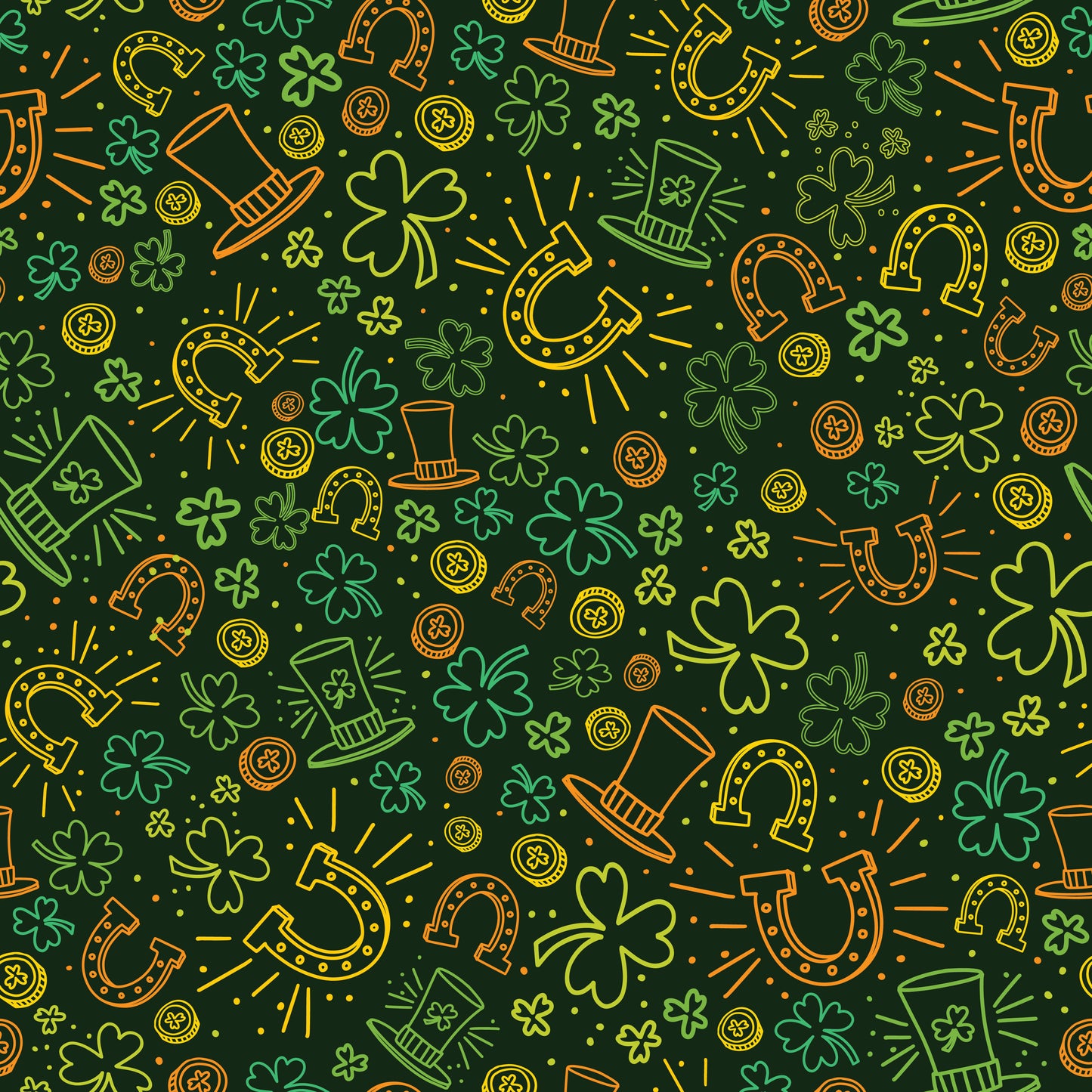 Neon St. Patrick's Day Elements 12x12 Patterned Vinyl Sheet