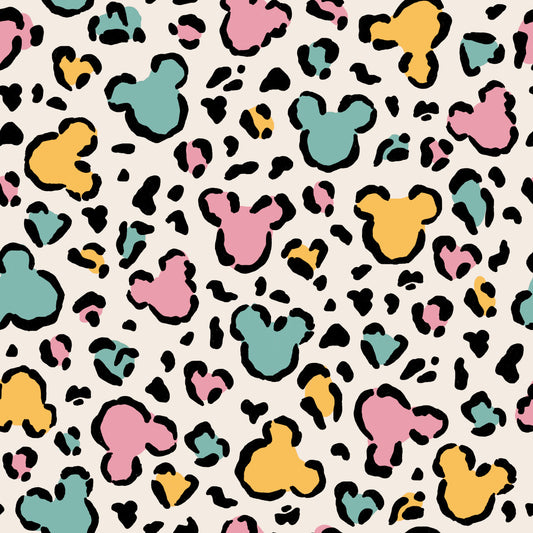 Pastel Mickey Leopard Print 12x12 Patterned Vinyl Sheet