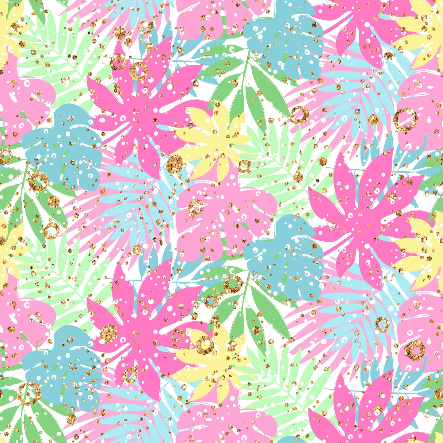 Pastel Jungle Plants 12x12 Patterned Vinyl Sheet