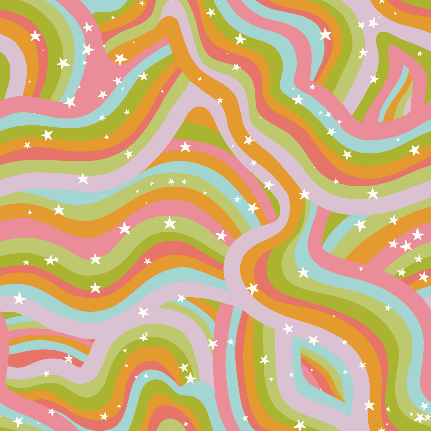 Pastel Rainbow Waves 12x12 Patterned Vinyl Sheet