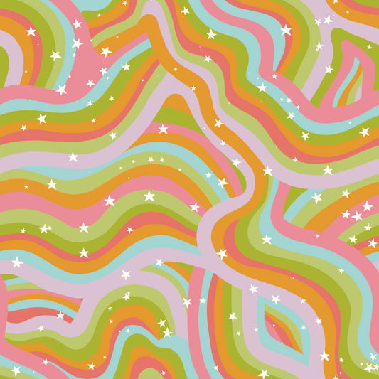 Pastel Rainbow Waves 12x12 Patterned Vinyl Sheet