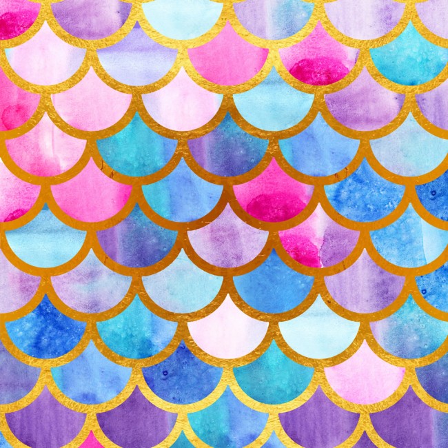 Pastel Watercolor Mermaid Scales 12x12 Patterned Vinyl Sheet