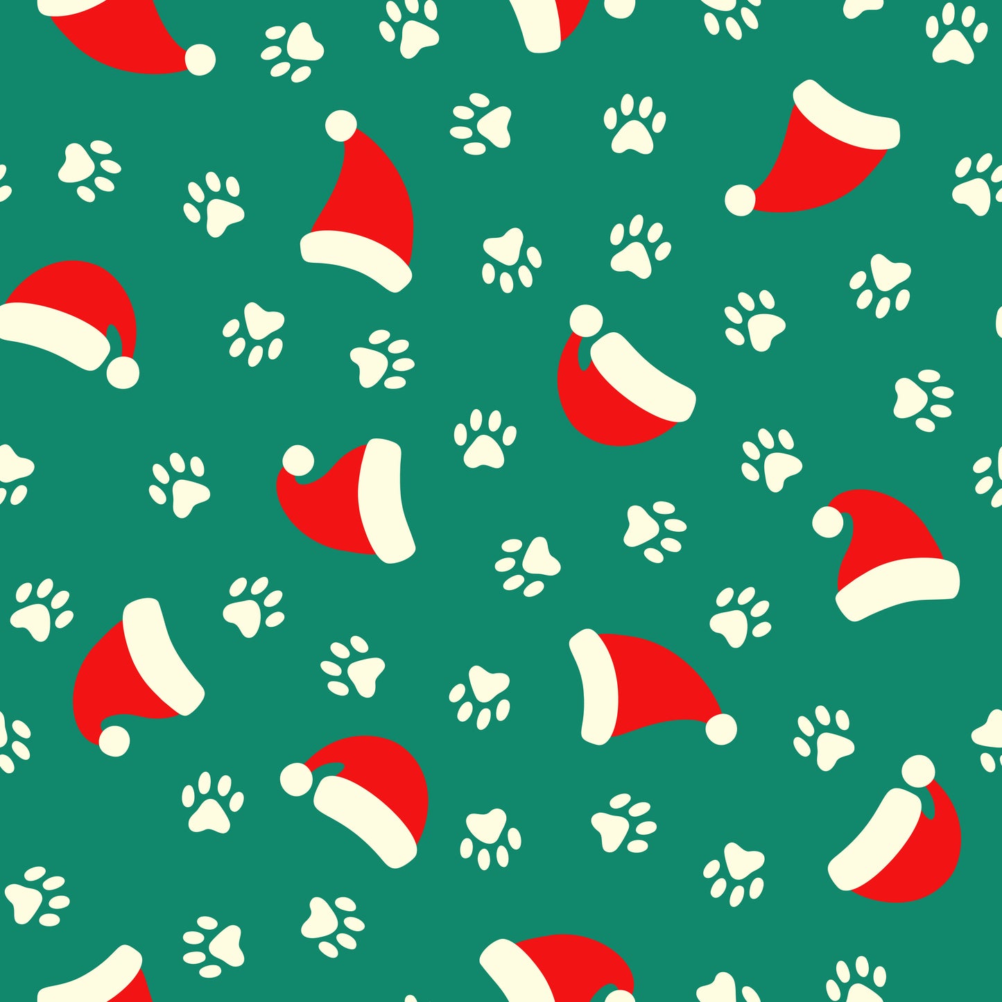 Paw Prints & Santa Hats 12x12 Patterned Vinyl Sheet