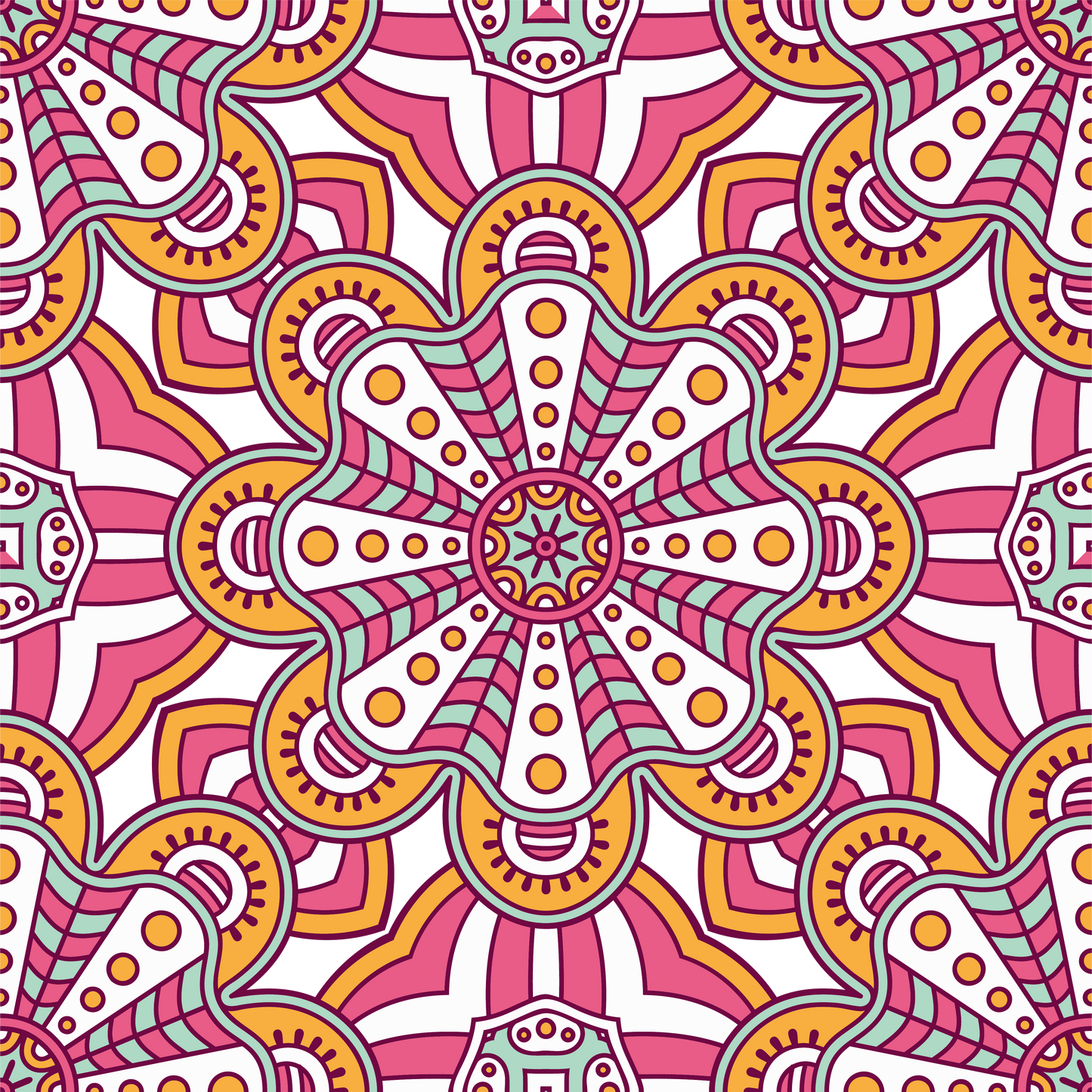 Pink, Orange & White Mandala 12x12 Patterned Vinyl Sheet