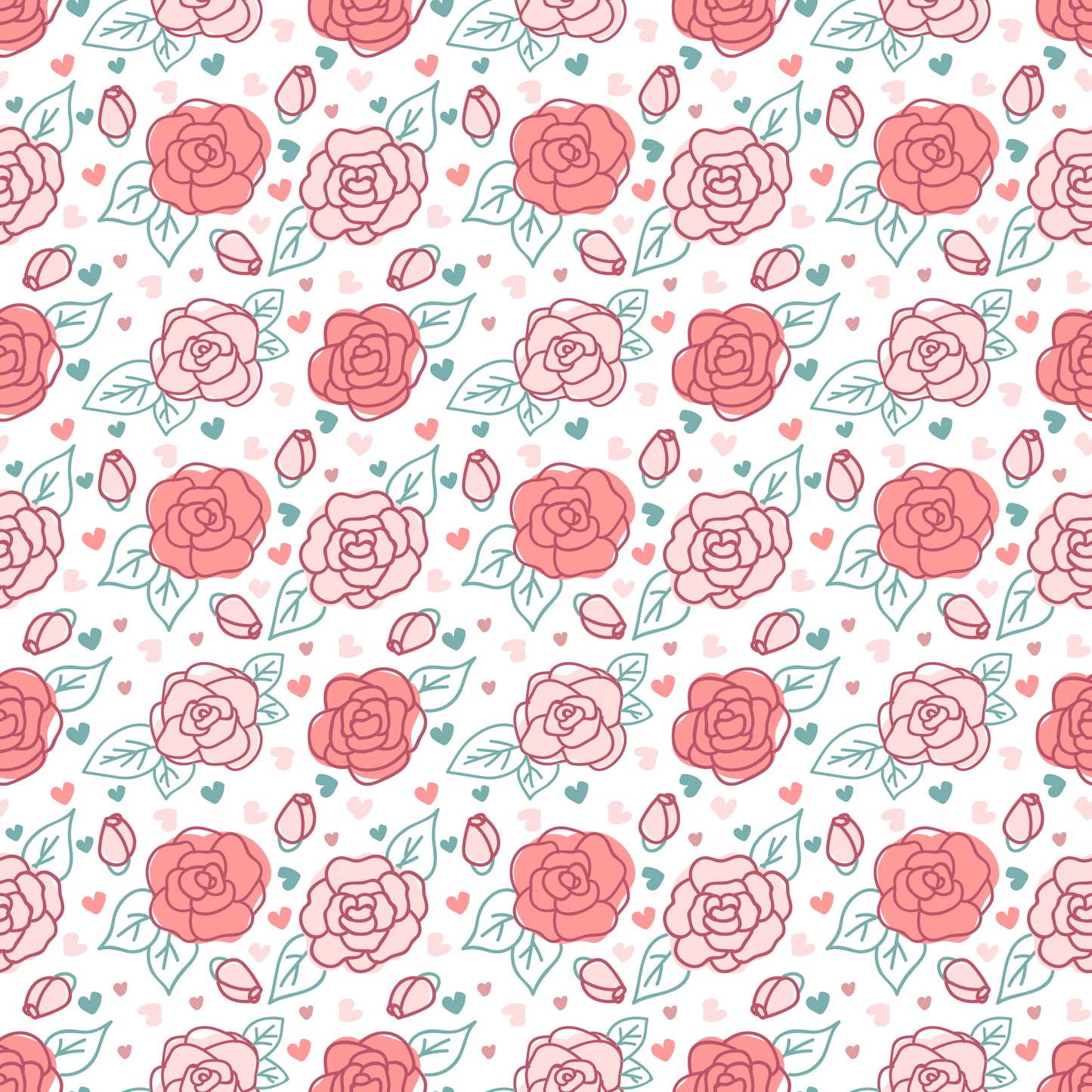 Pink & Red Outline Roses 12x12 Patterned Vinyl Sheet