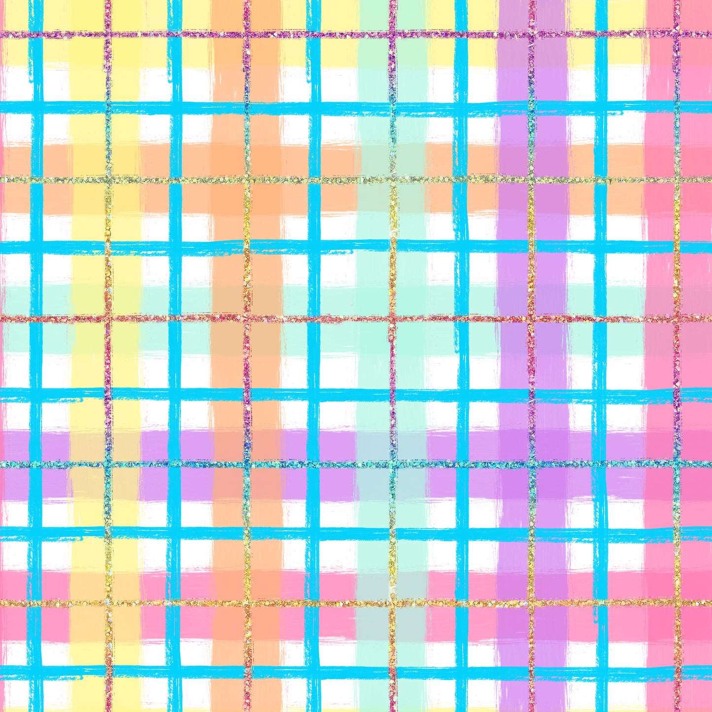 Rainbow Glitter Plaid 12x12 Patterned Vinyl Sheet