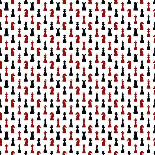 Red & Black Chess Pieces 12x12 Patterned Vinyl Sheet