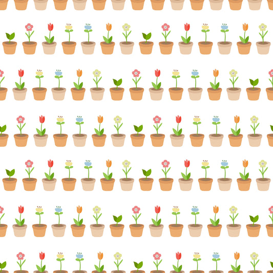 Rows of Plants in Pots 12x12 Patterned Vinyl Sheet