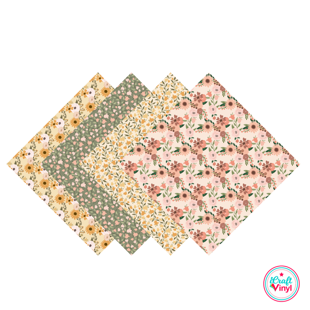 Rustic Flowers Patterned HTV Pack