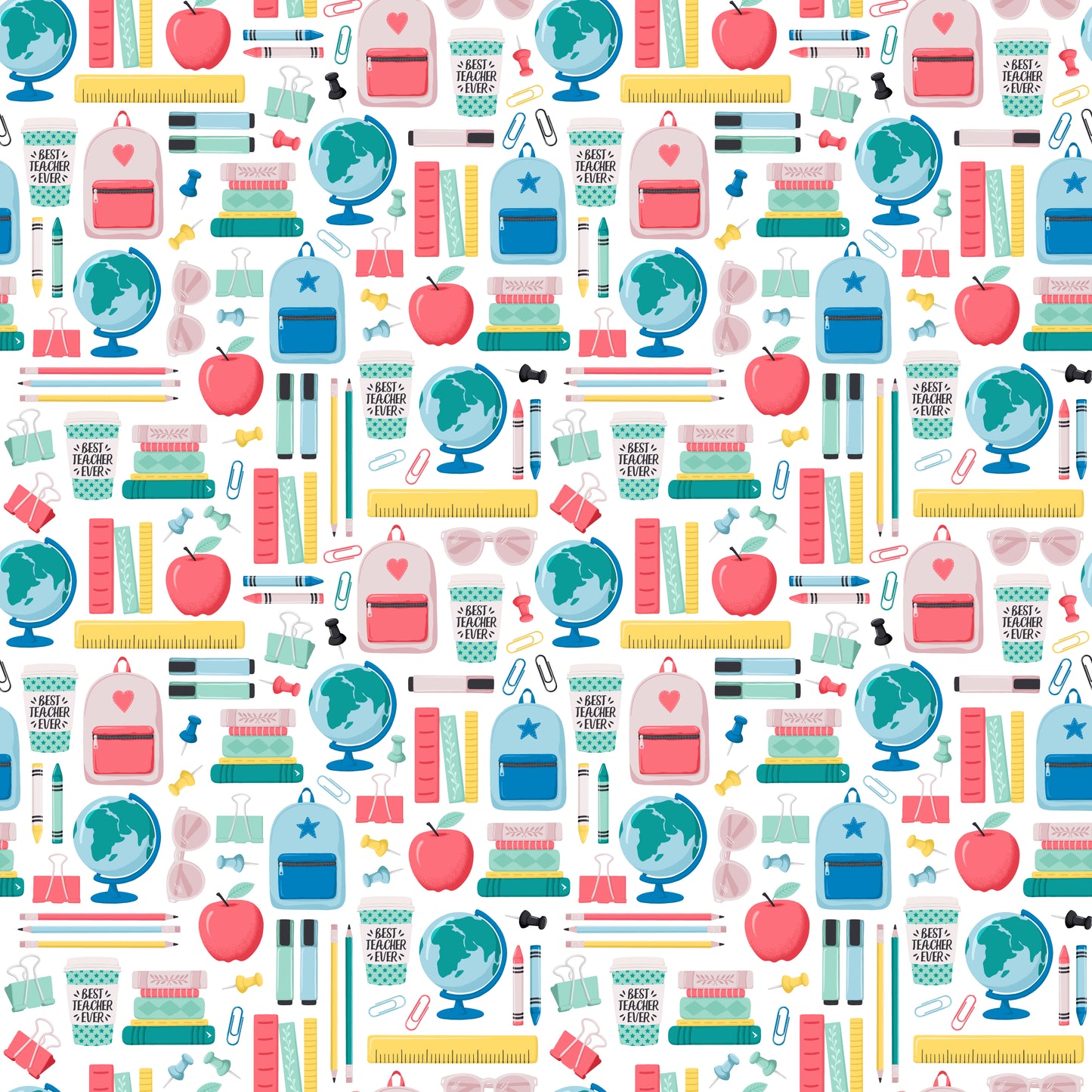 School Supplies 12x12 Patterned Vinyl Sheet