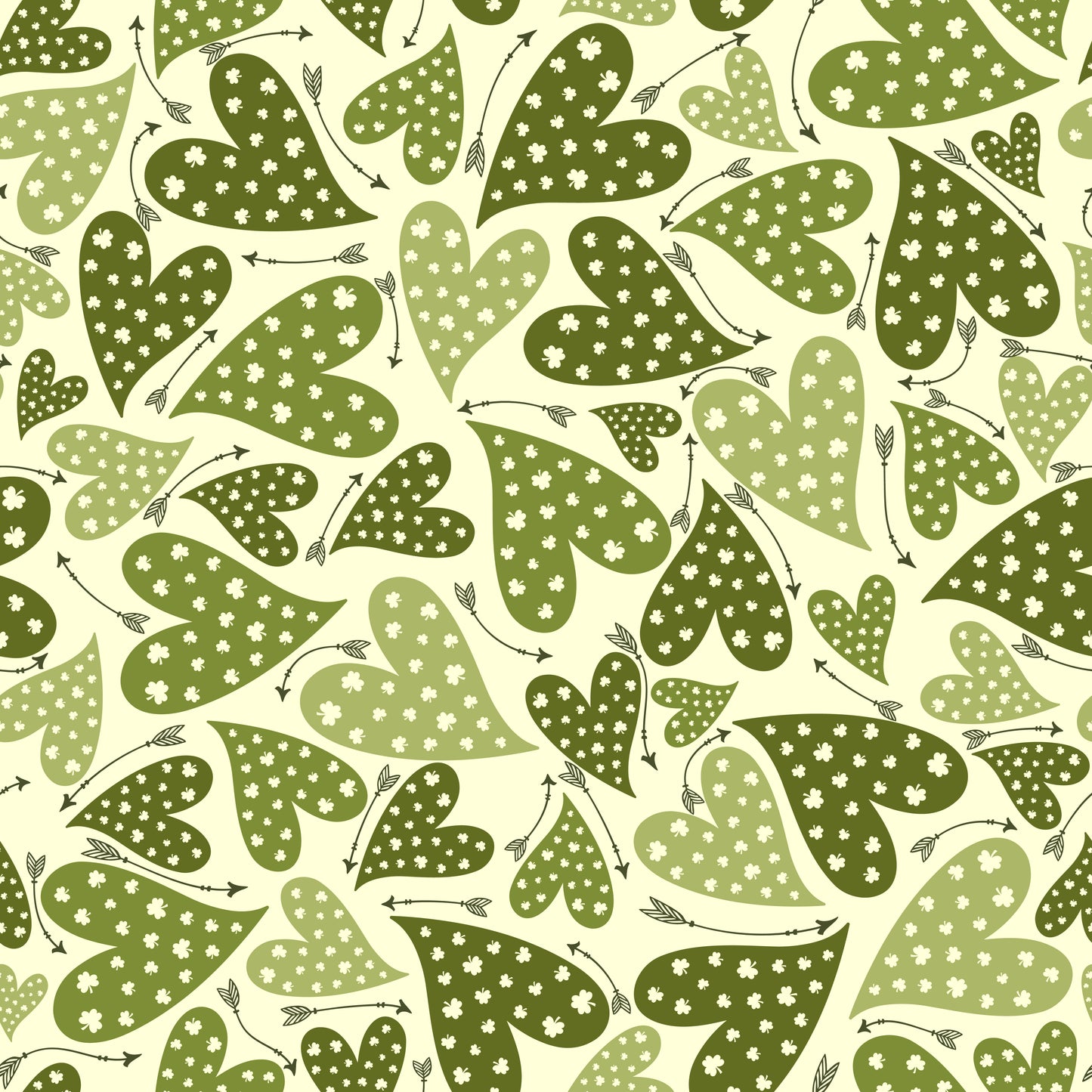 Shades of Green Hearts 12x12 Patterned Vinyl Sheet