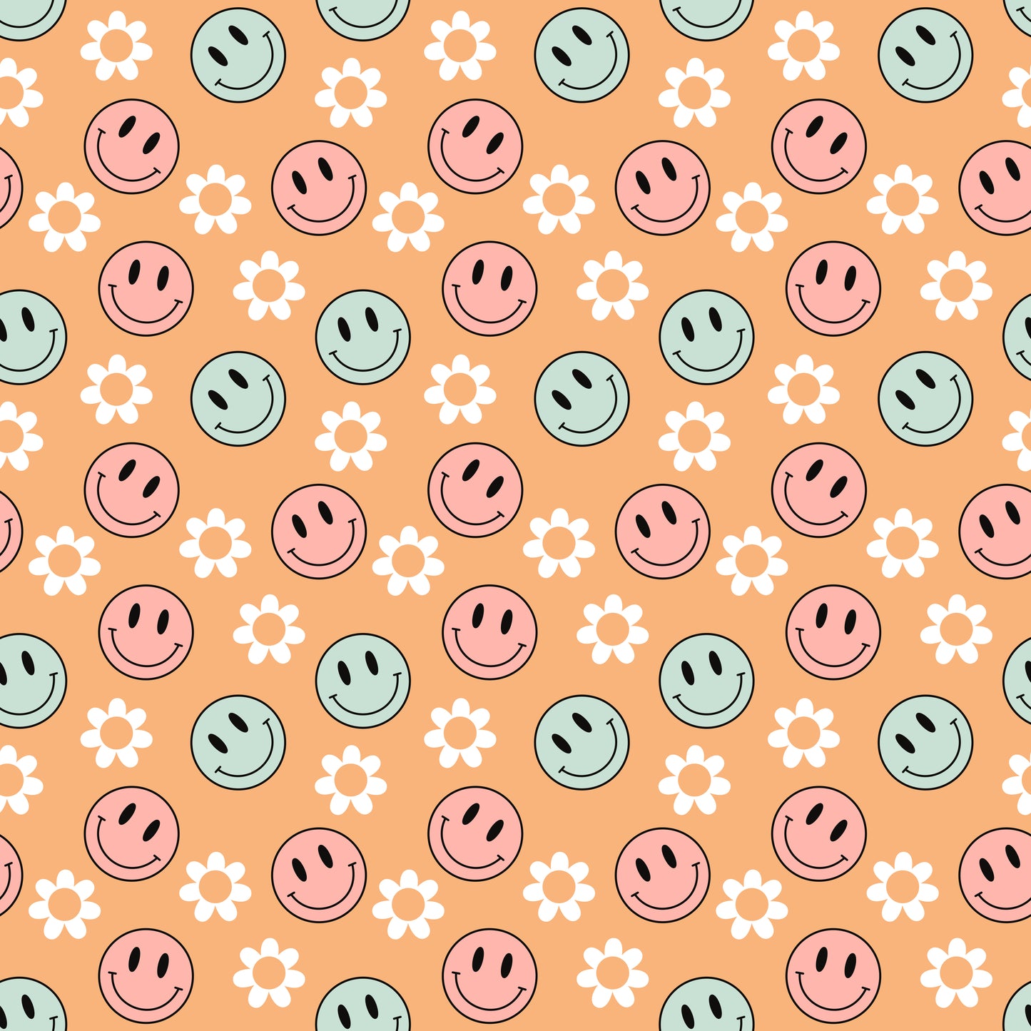Smiley Faces & Flowers 12x12 Patterned Vinyl Sheet