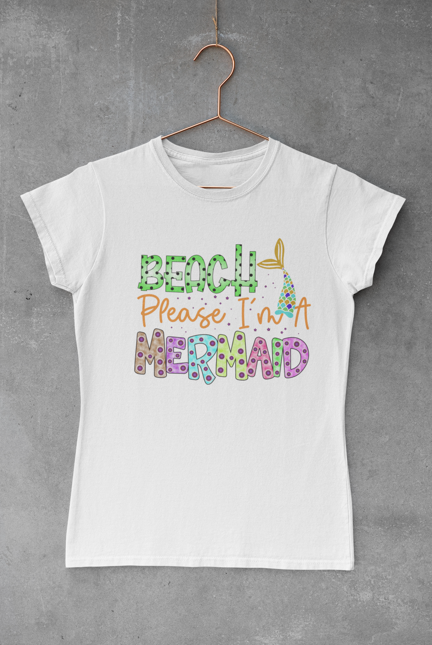 Beach Please I'm a Mermaid Polka Dots Transfer