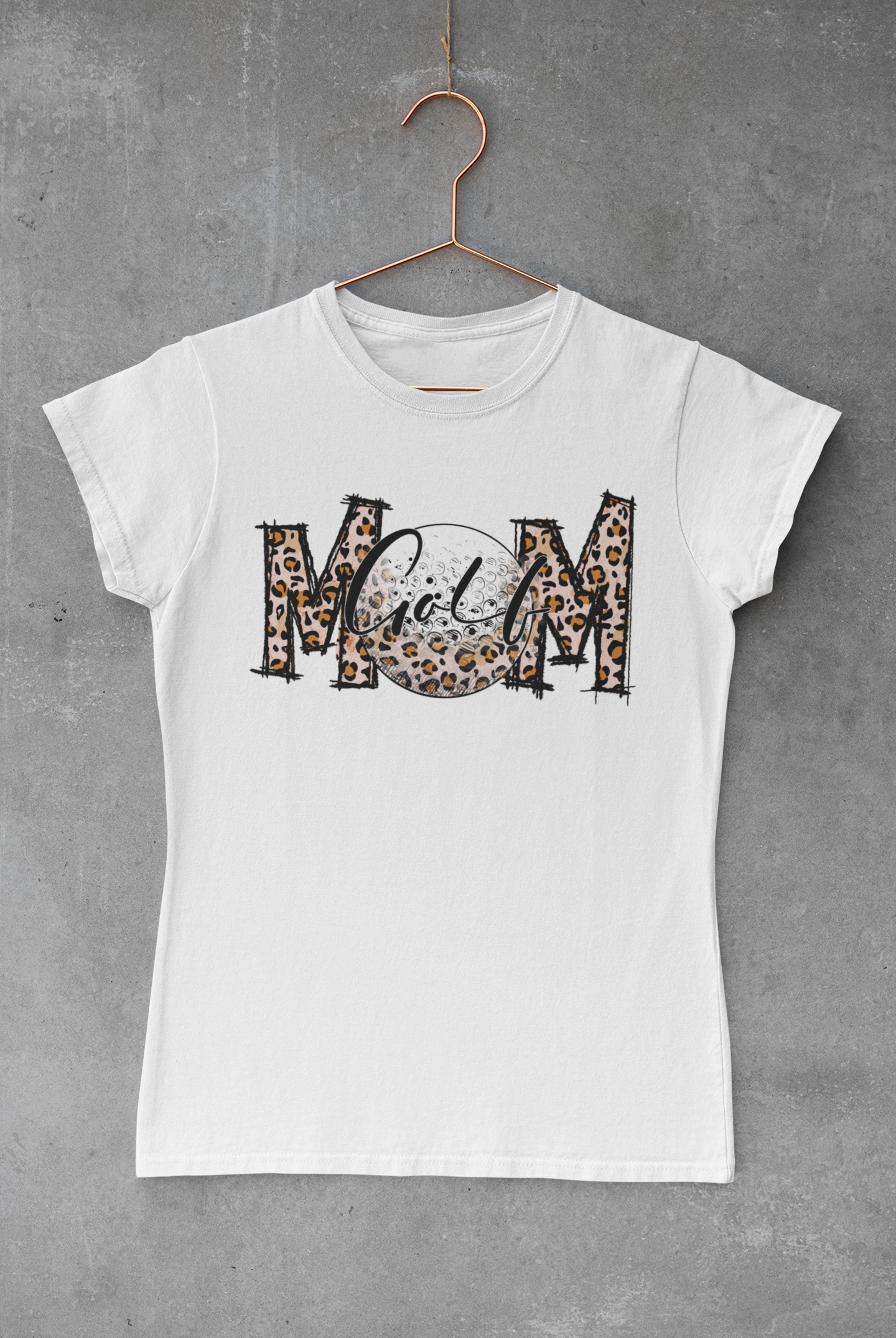 Golf Mom Leopard Lettering Transfer