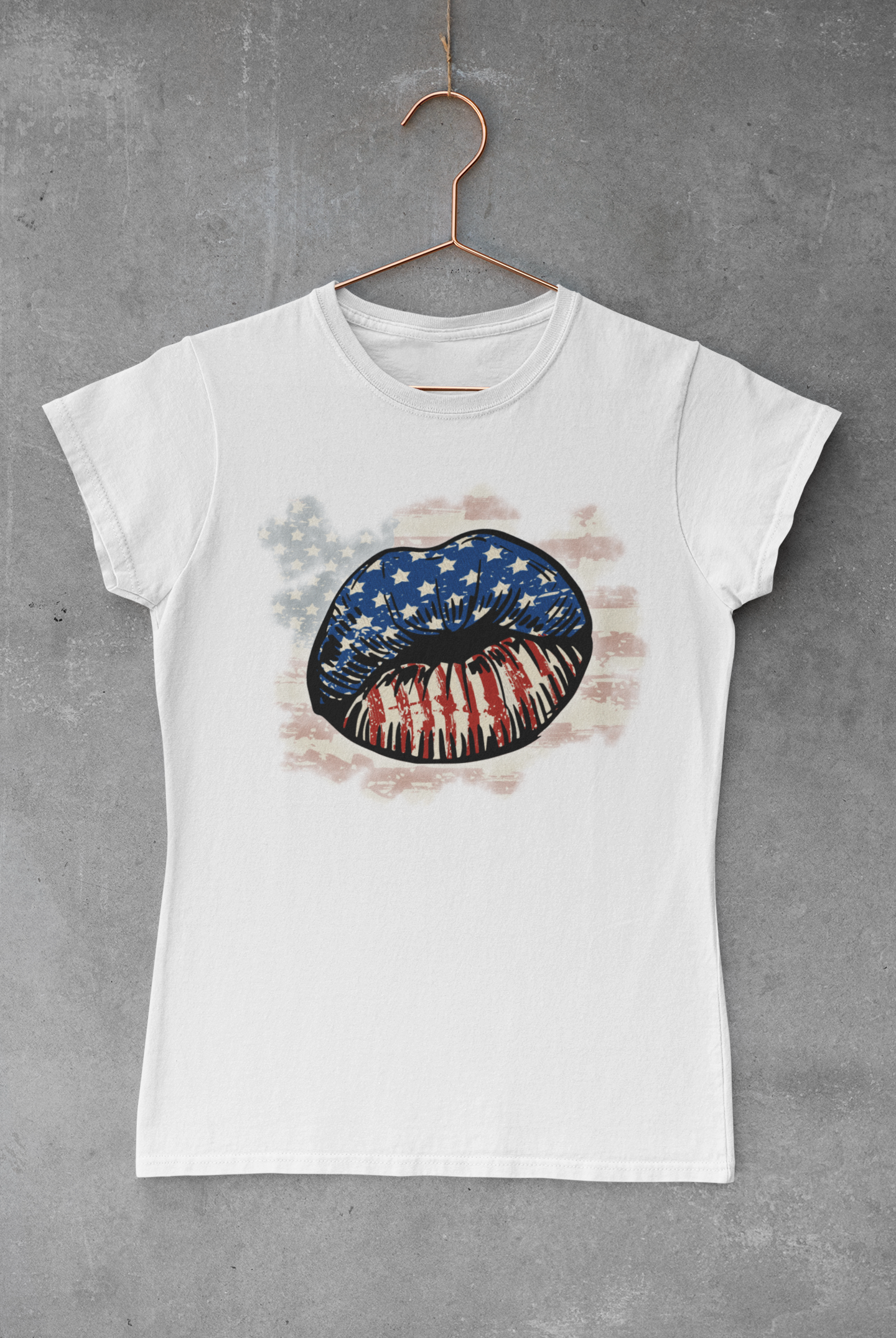 USA American Flag Lips Transfer