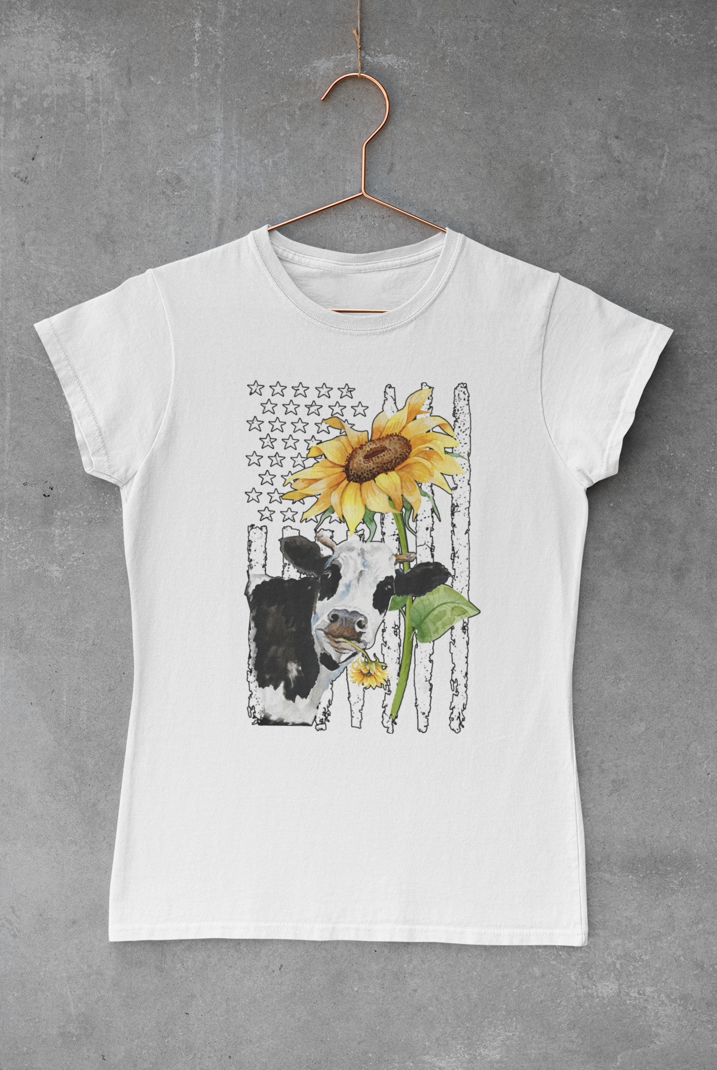 Cow Sunflower Flag Transfer