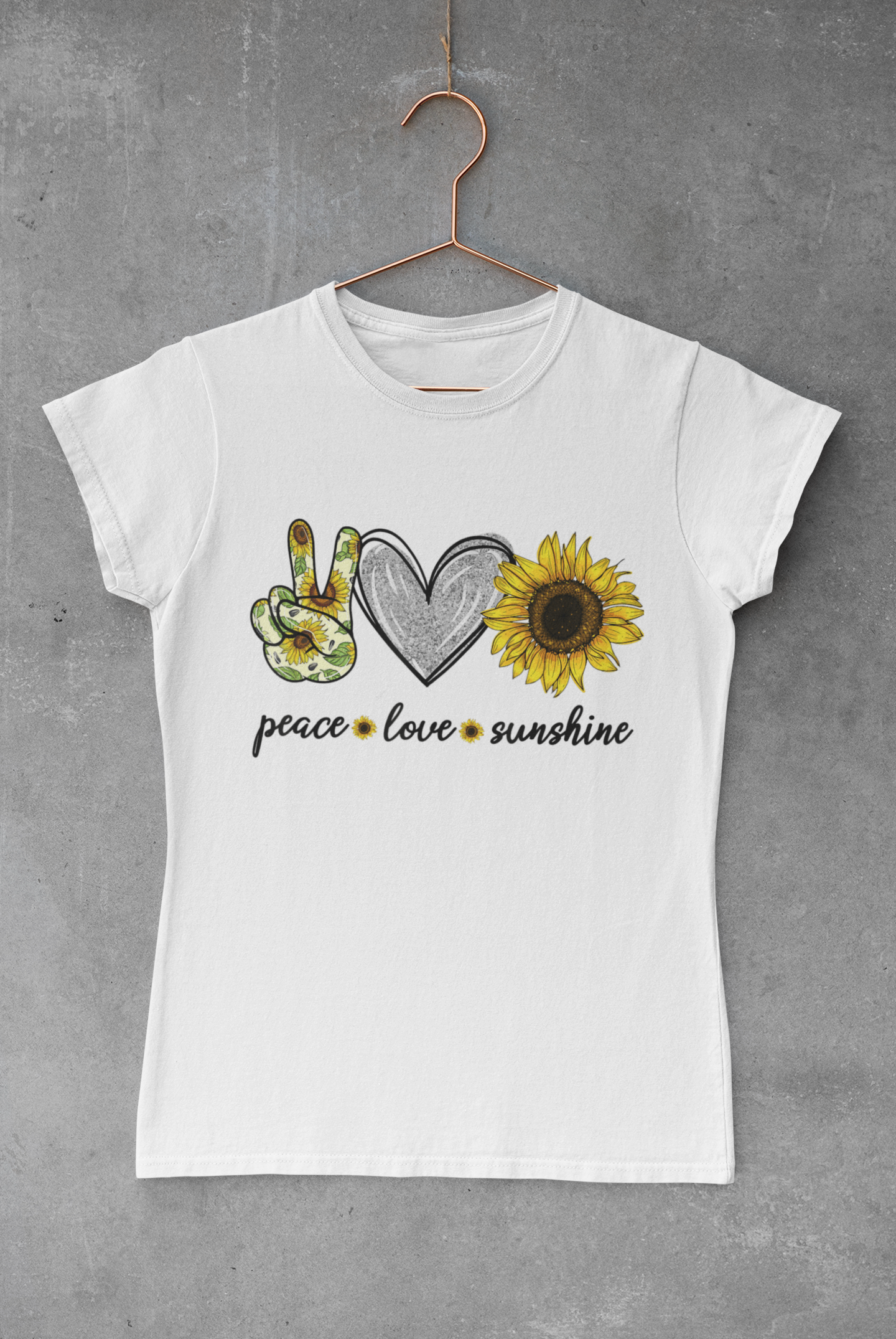 Peace Love Sunshine Silver Heart Transfer