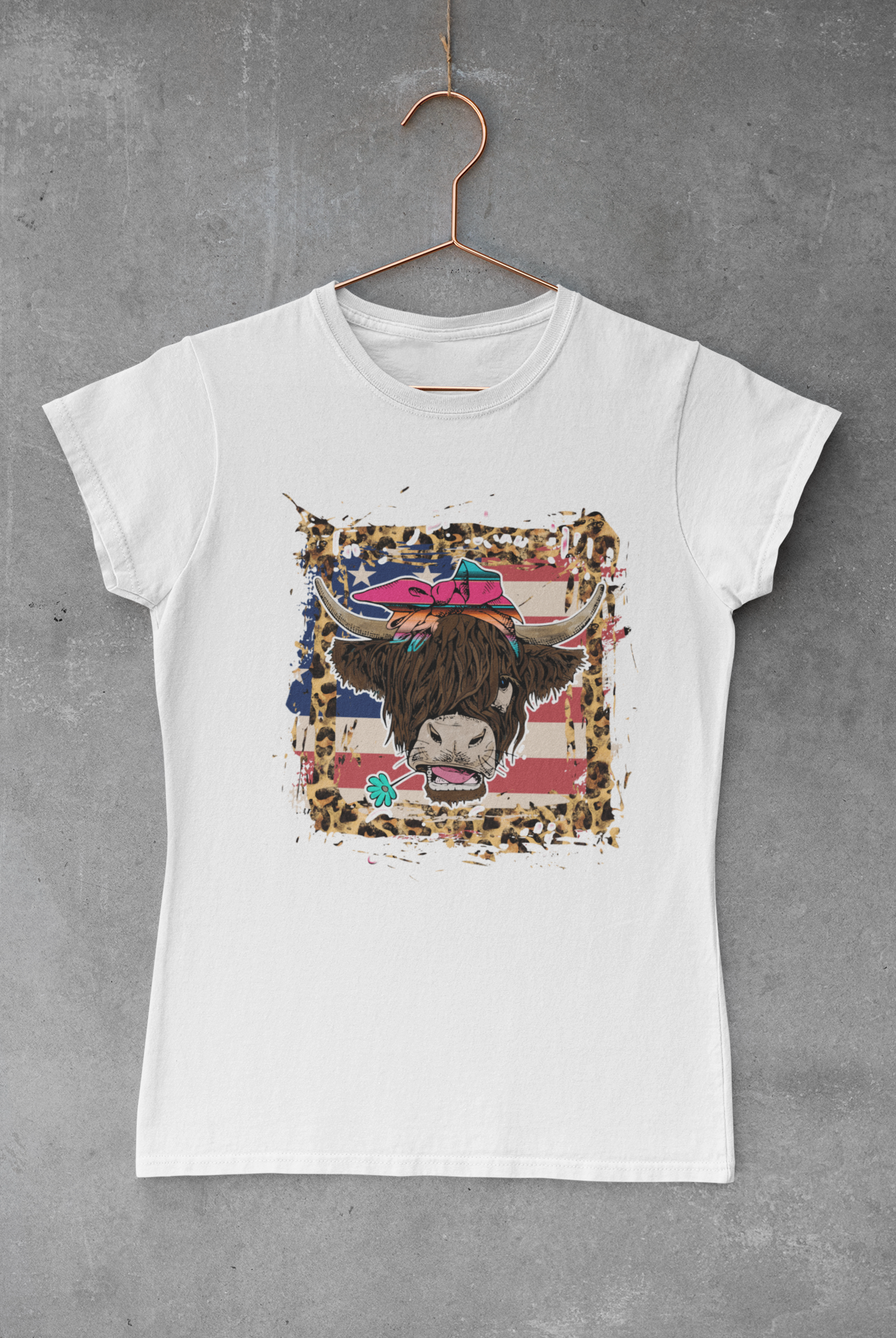 Highland Cow Leopard Flag Transfer