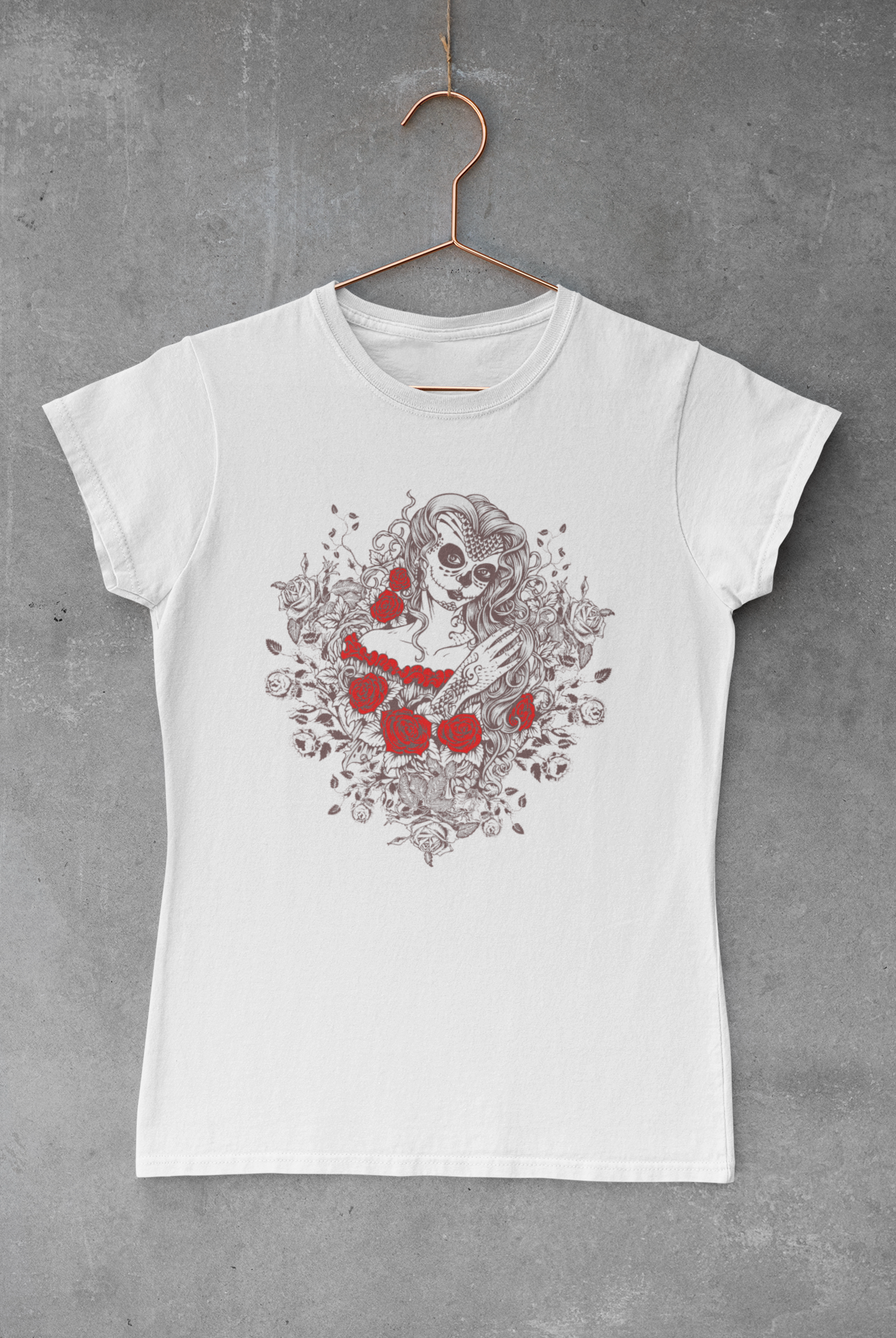Red Rose Sugar Skull Sublimation Transfer