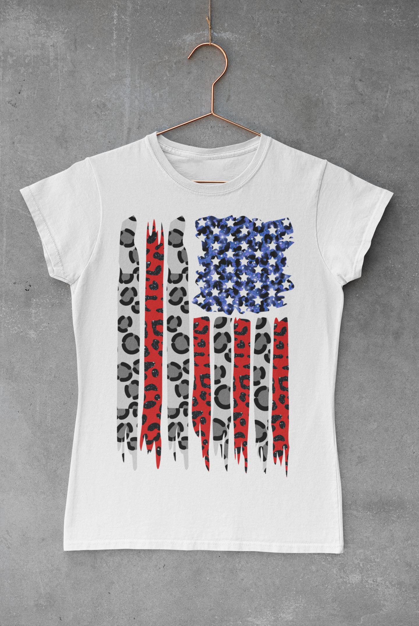 Leopard Glitter American Flag Sublimation Transfer