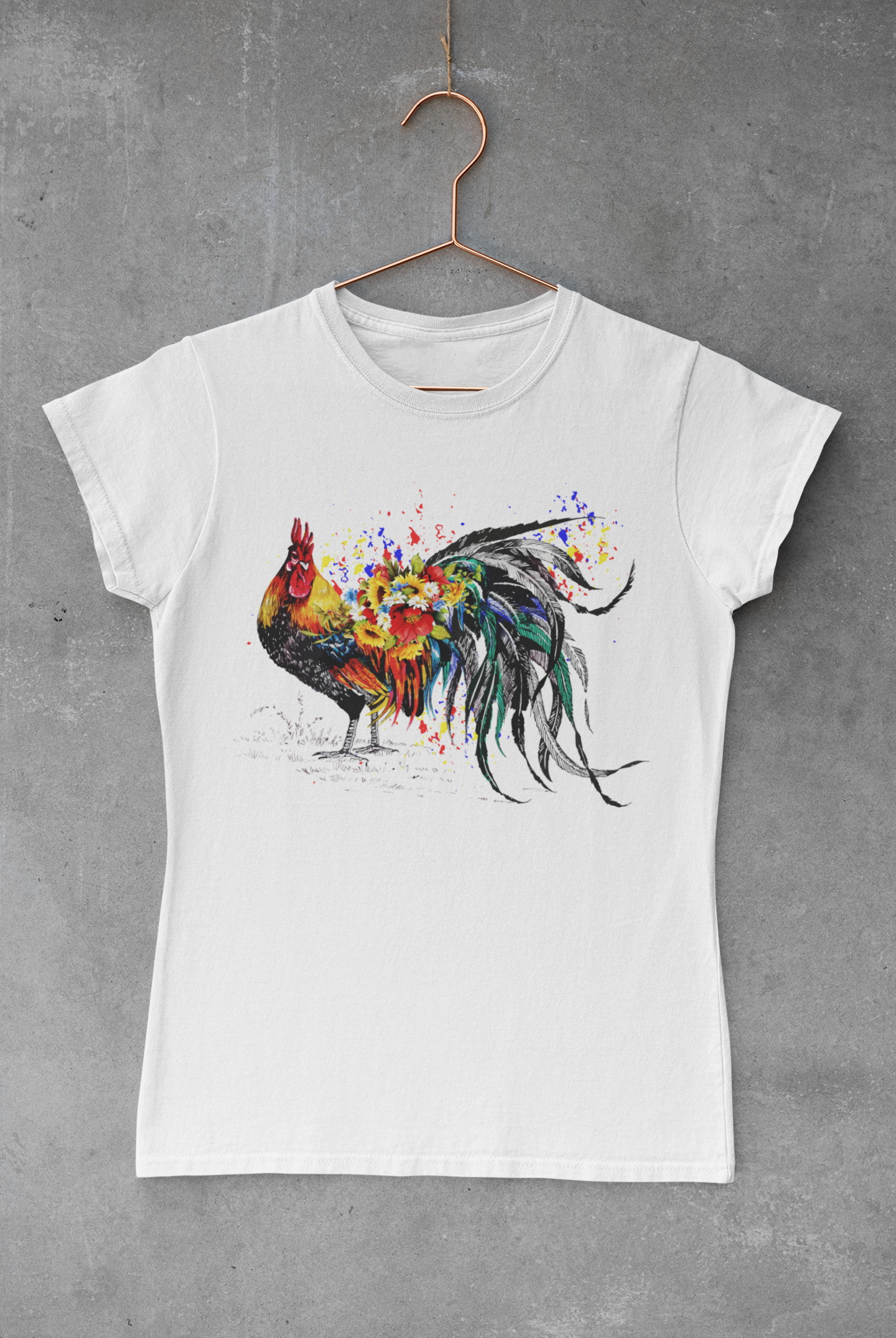 Floral Rooster Transfer