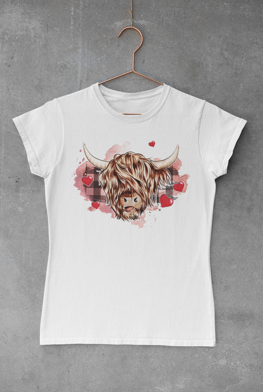 Valentine's Day Highland Cow Transfer