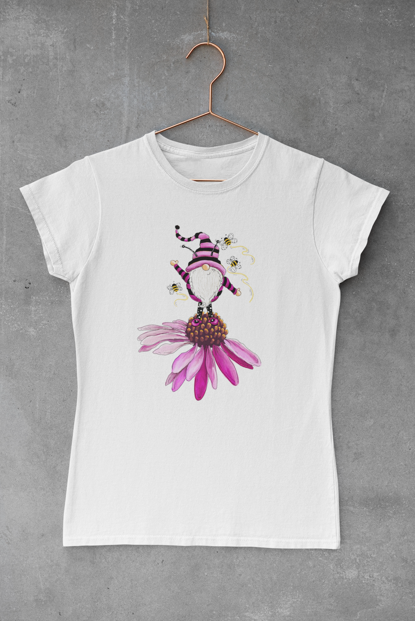 Gnome Pink Bees Transfer