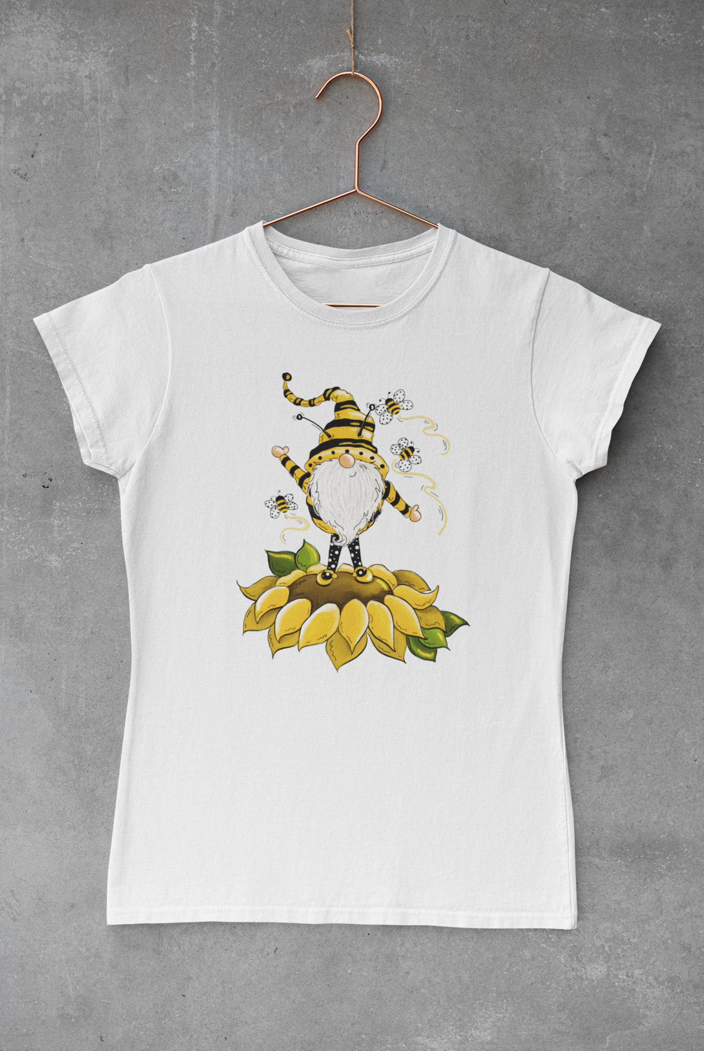 Sunflower Gnome Bees Transfer