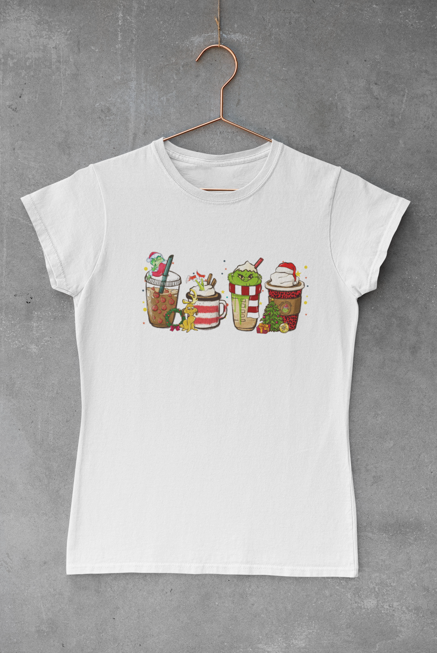 Christmas Coffee Grinch Leopard Print Transfer