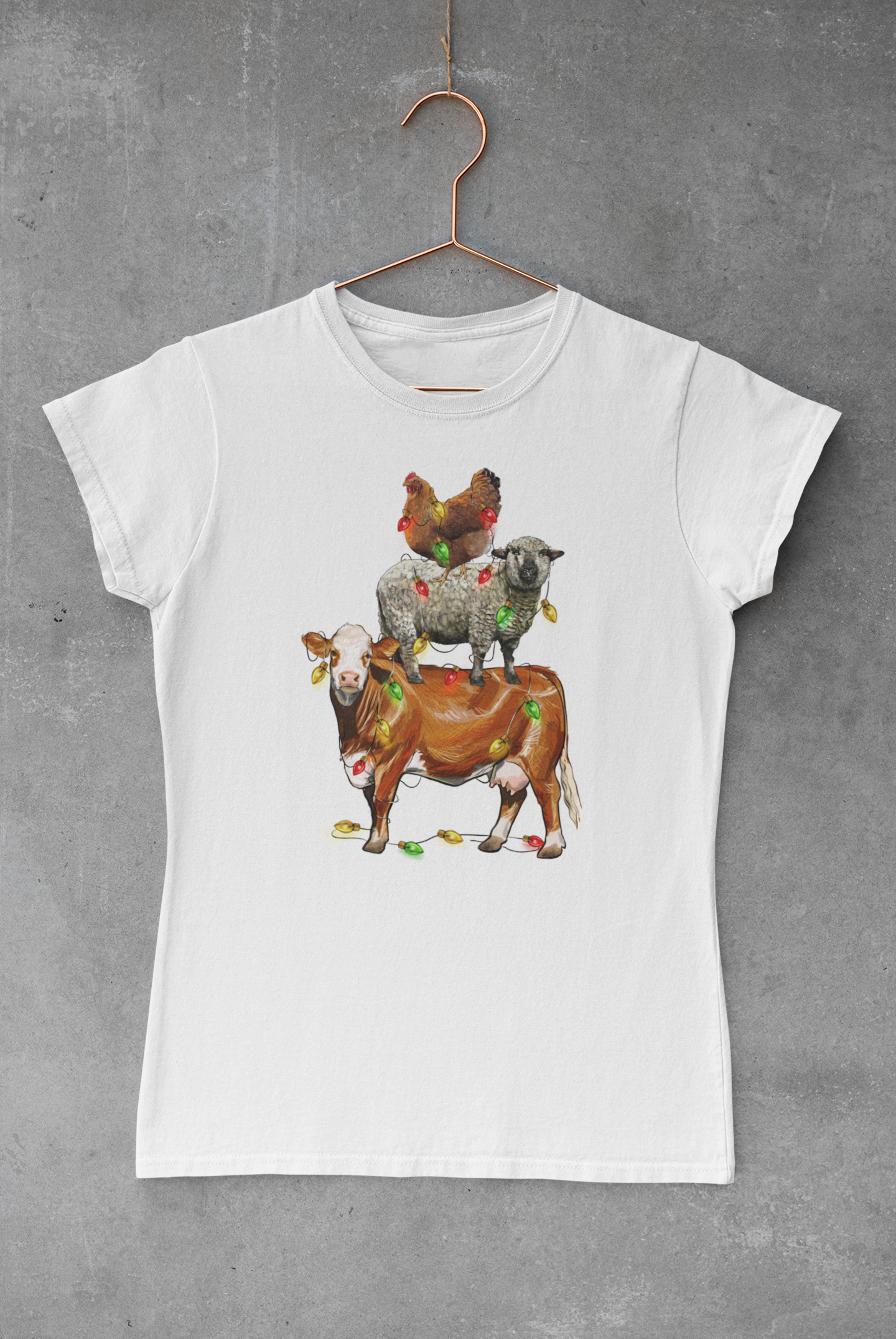 Christmas Cow Sheep & Chicken Transfer