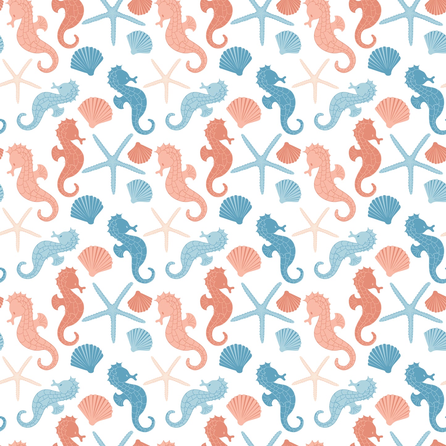 Starfishes & Seahorses 12x12 Patterned Vinyl Sheet