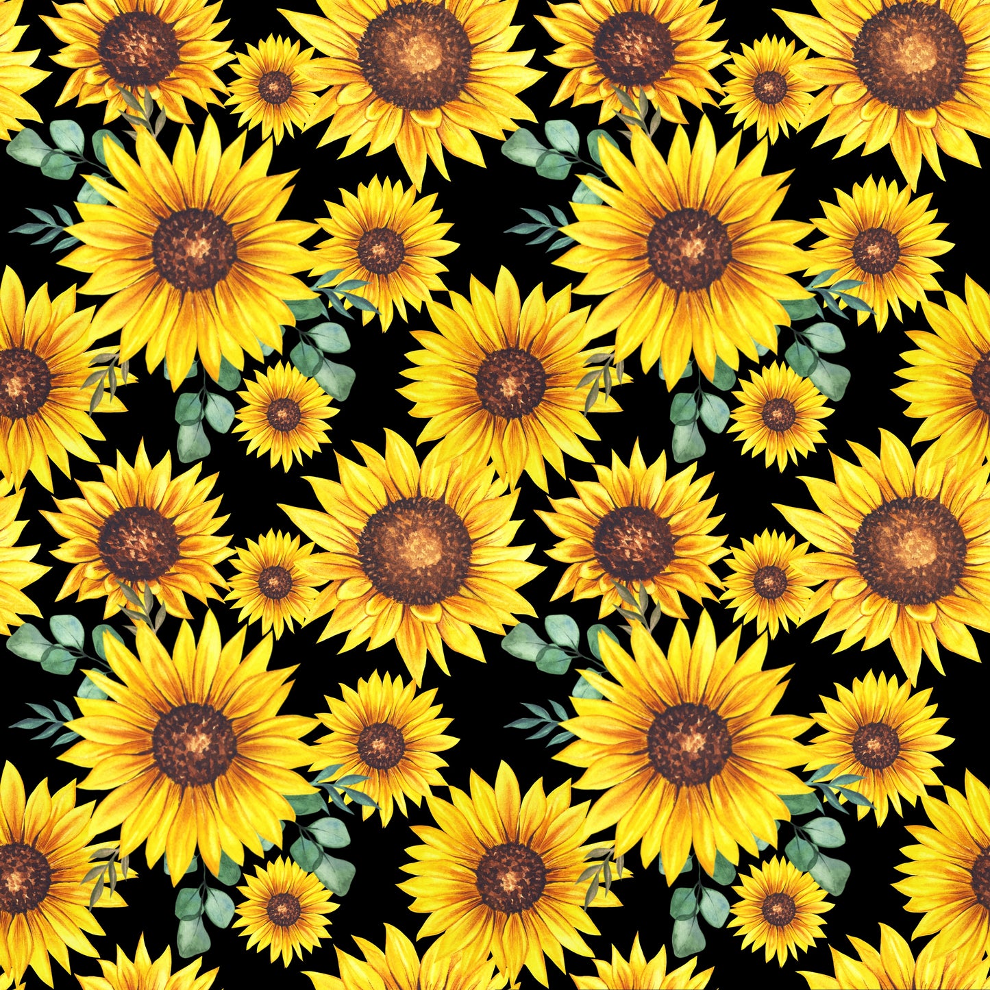 Sunflowers Black Background 12x12 Patterned Vinyl Sheet