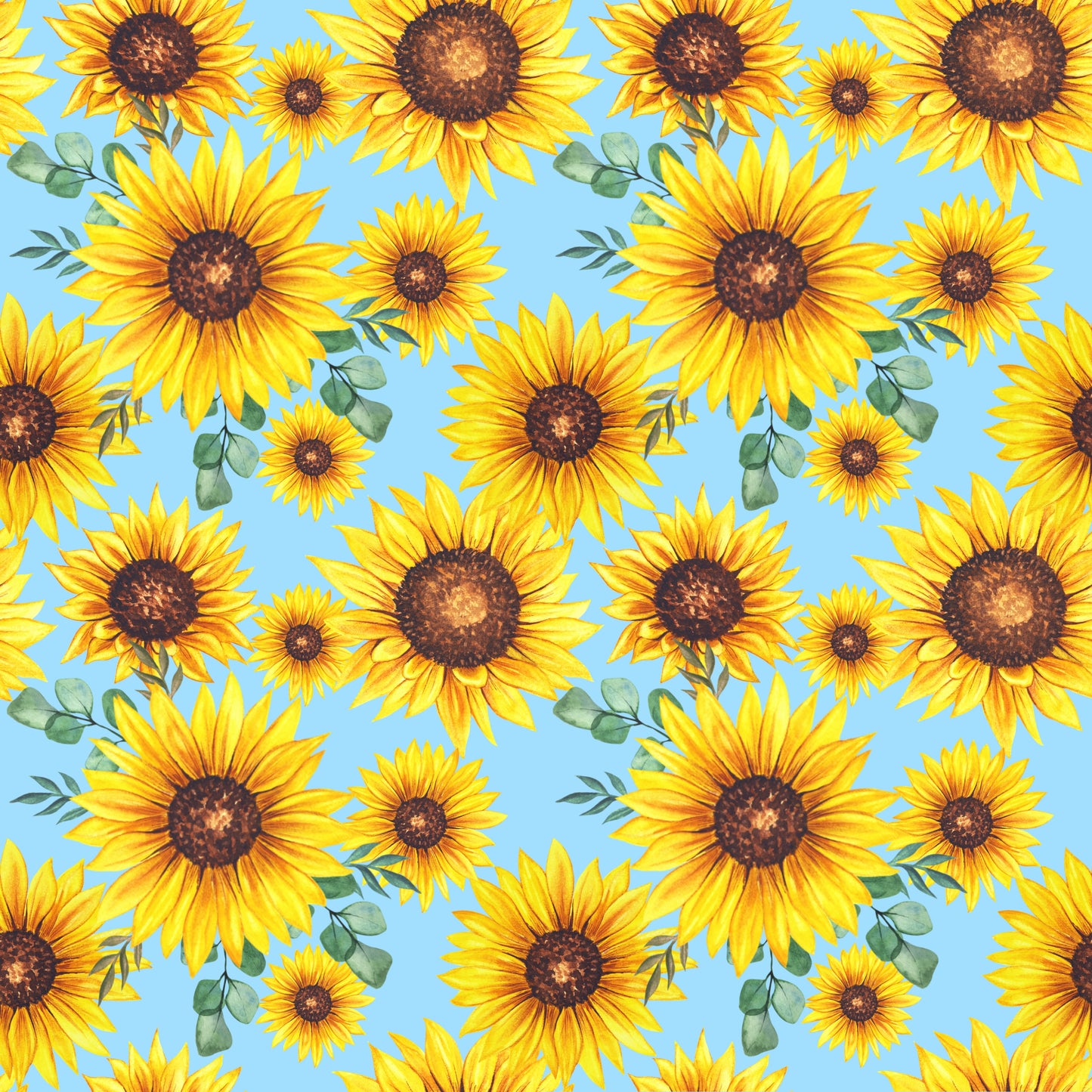 Sunflowers Blue Background 12x12 Patterned Vinyl Sheet