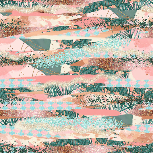 Tropical Summer Brush Strokes 12x12 Patterned Vinyl Sheet