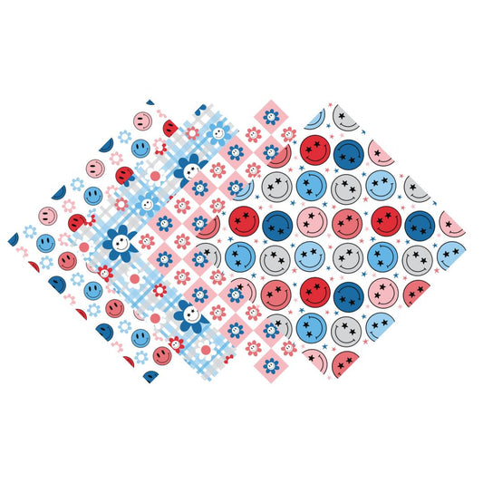 USA Happy Faces & Daisies Patterned Vinyl Pack